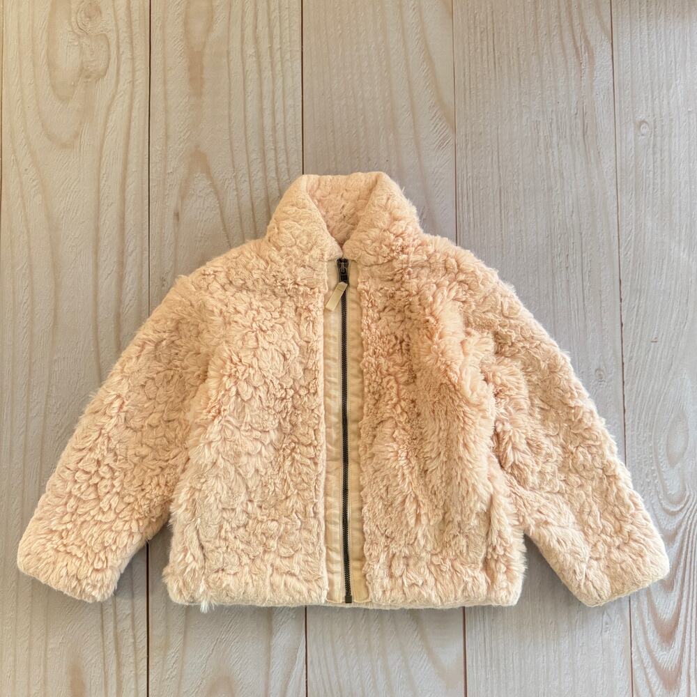 Patagonia Kids Girls XS 5-6 Lunar Frost Faux Fur Fleece Full Zip Jacket Pink